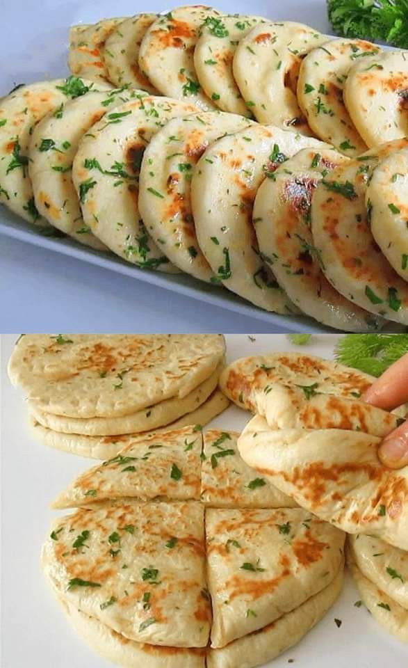 Create these delectable garlic flatbreads in just 10 minutes. - Meryem ...